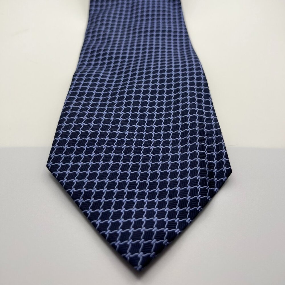 Lands’ End Men’s Silk Tie – Blue Knotted Design 100% Silk Necktie Made in USA